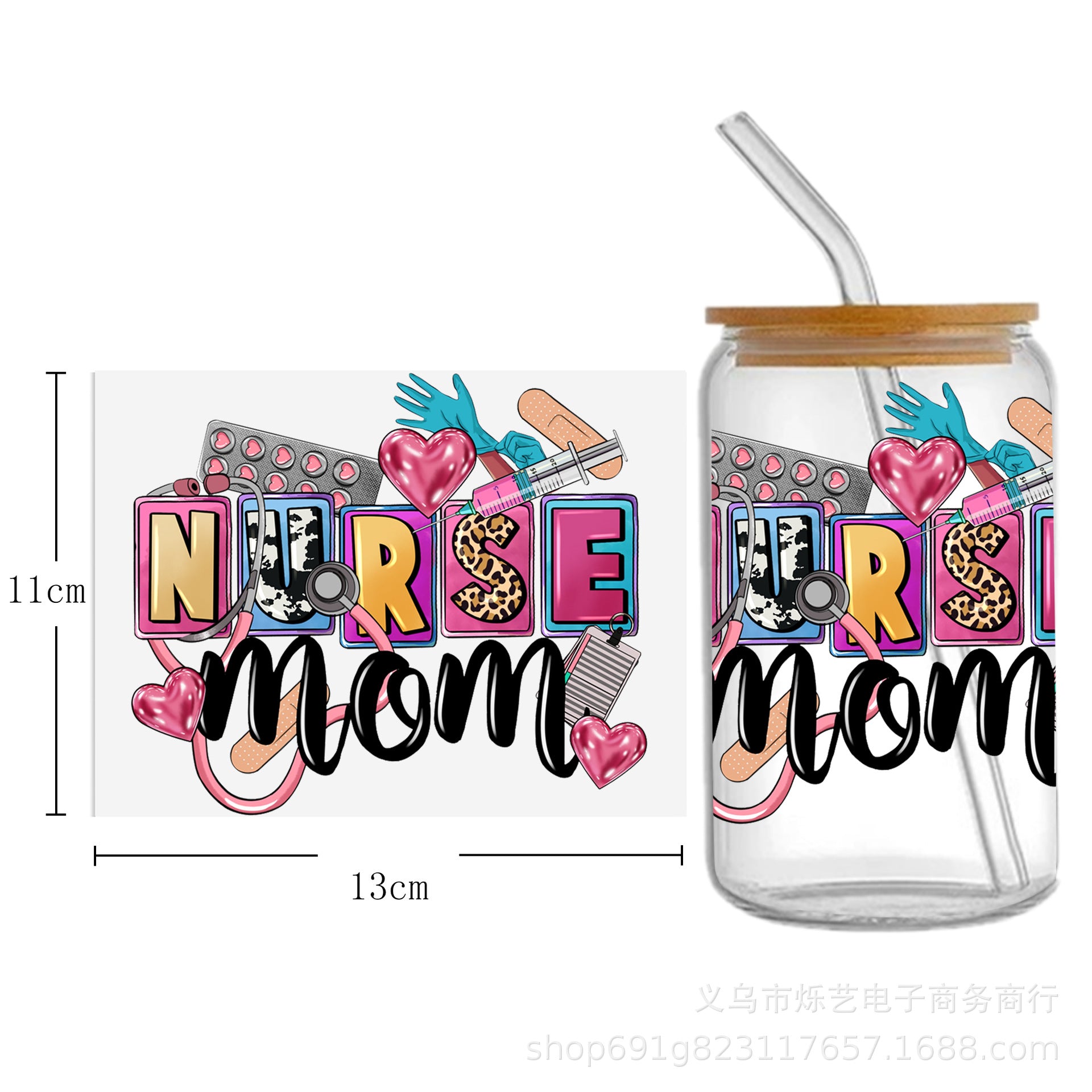 Wholesale Medical Nurse Doctor Health Series UV DTF Transfer Crystal Label Cup Sticker